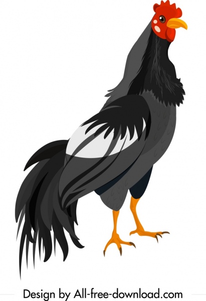 ไก่คอน galliformes ร่างออกแบบการ์ตูนสี