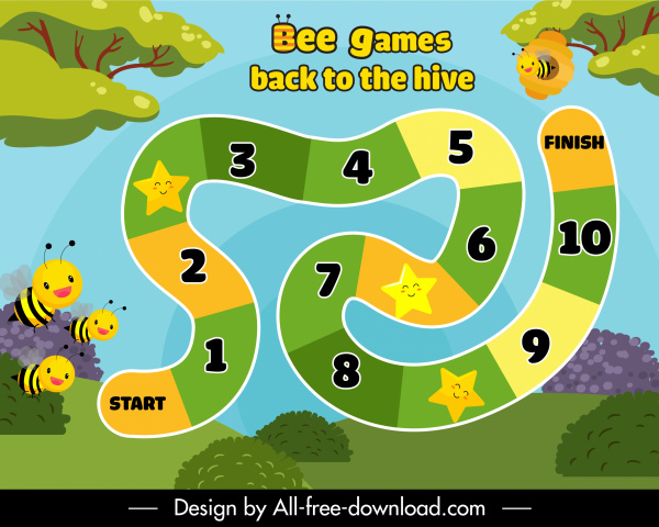 Spiel Hintergrund niedliche Bienen Rennroute Skizze
