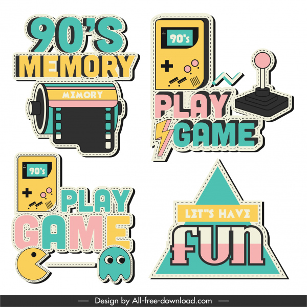 modelos de logotipo de jogo decoração plana colorida