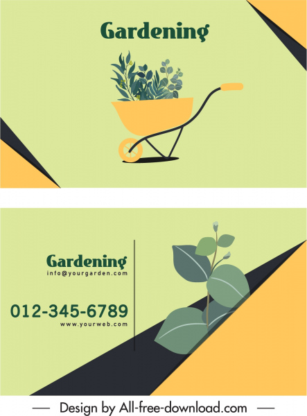 plantilla de tarjeta de visita de jardinería elegante decoración clásica brillante