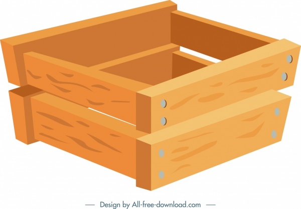 jardinage travaux caisse en bois icône 3d design fond