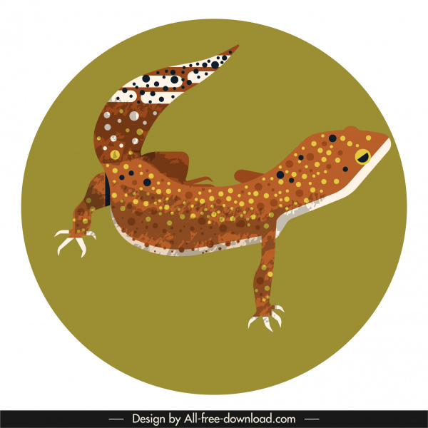 Gecko ikon berwarna-warni closeup klasik desain