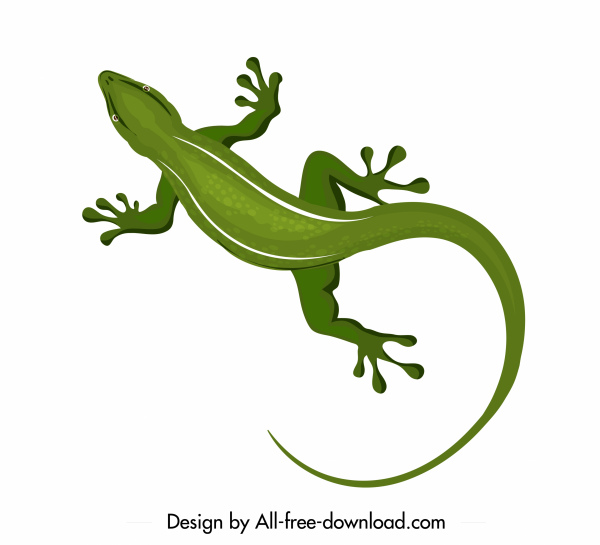 Gecko verde icono diseño plano del bosquejo