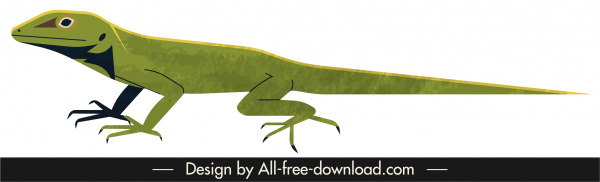 conception verte de dessin animé vert d'icône d'animal de reptile de gecko