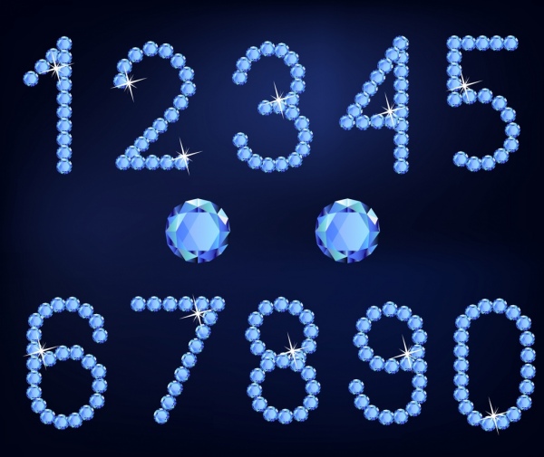 Реклама драгоценных камней сверкающий синий дизайн нумерации