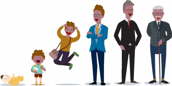 personajes de dibujos animados generación concepto fondo niños hombres los iconos
