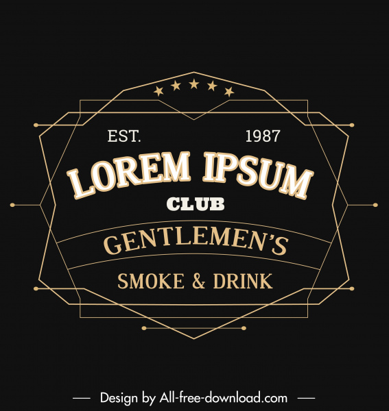 gentleman klub logo template hitam gelap simetri klasik