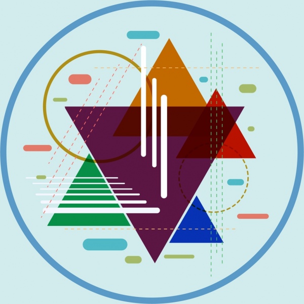 ícones de triângulos coloridos círculos plana fundo abstrato geométrico