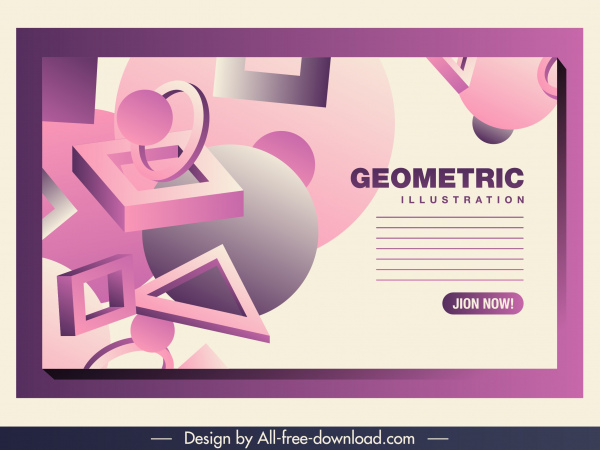 template latar belakang geometris dekorasi tanda merah muda 3D modern