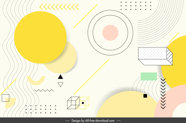 geometrische Hintergrund bunte handgezeichnete flache 3d Skizze