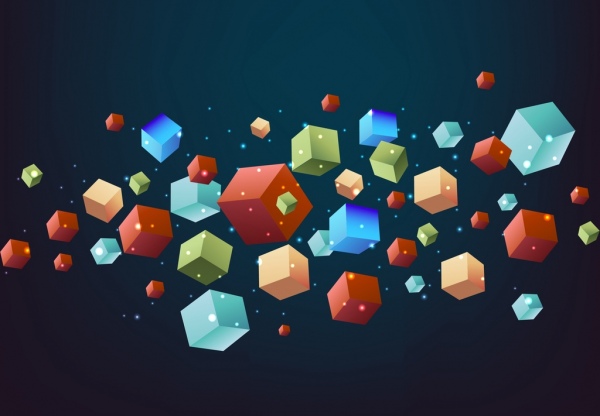 ícones de cubos de fundo geométrico 3d colorida