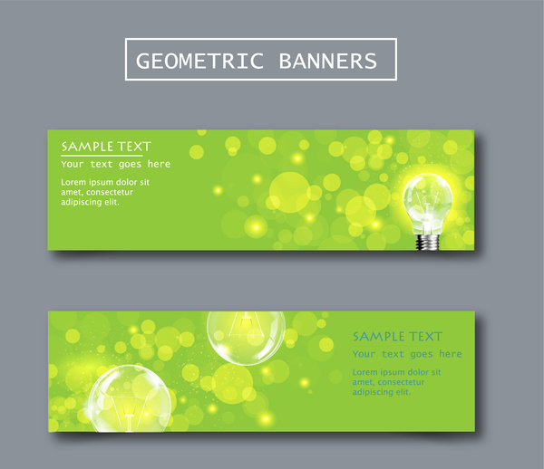 geometrische Banner mit Bokeh grün Hintergrund