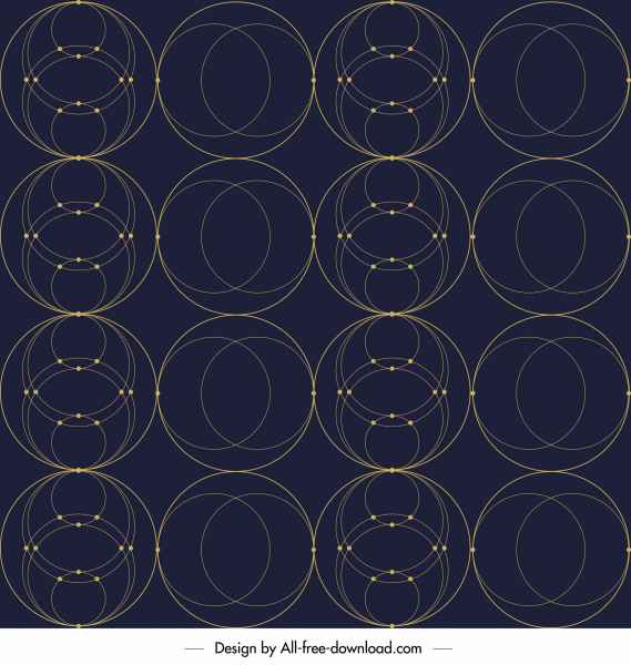 幾何学的な円パターンテンプレート暗い対称の装飾