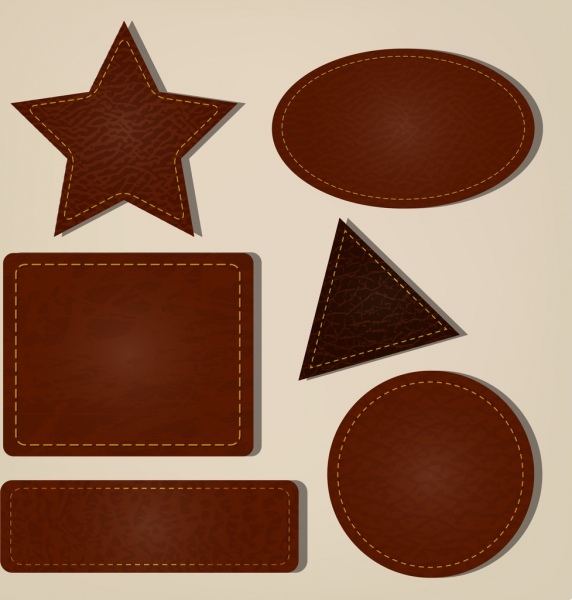 геометрические икон коллекции коричневый кожаный шаблон украшения
