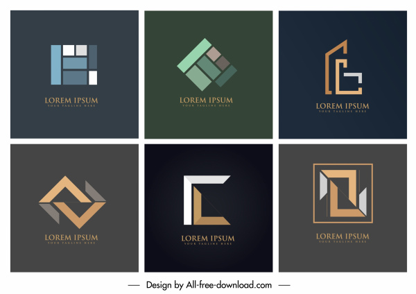 modèles géométriques de logo design plat coloré moderne
