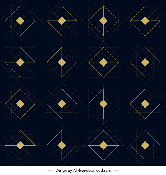 pola geometris dekorasi hitam datar simetris sketsa poligon