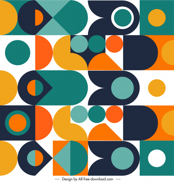 template pola geometris warna-warni dekorasi abstraksi datar