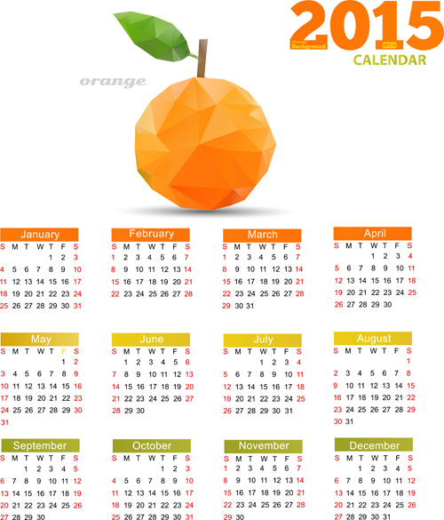 bentuk geometris buah with15 kalender vektor