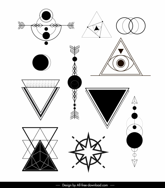 geometris tato template hitam putih modern bentuk tradisional
