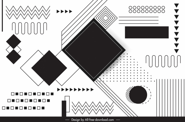 geometri latar belakang desain datar putih hitam