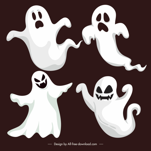 ícones fantasmas clássicos gestos assustadores esboço