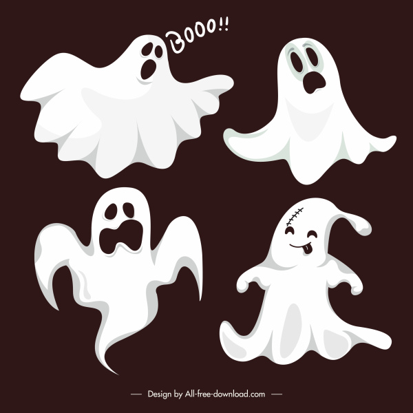 ícones fantasmas engraçado desenho de gestos dinâmicos