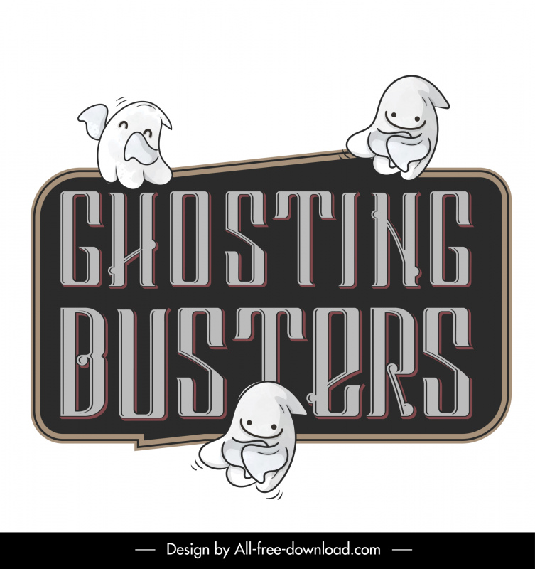 고스트 버스터 배너 템플릿 동적 재미있는 만화 캐릭터 스케치