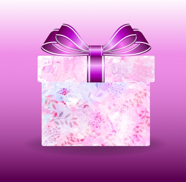 pudełkiem na prezent w tle ornament fioletowe kwiaty projektu