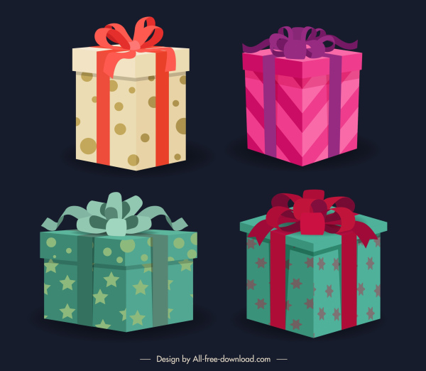 iconos caja de regalo 3d boceto colorido elegante moderno