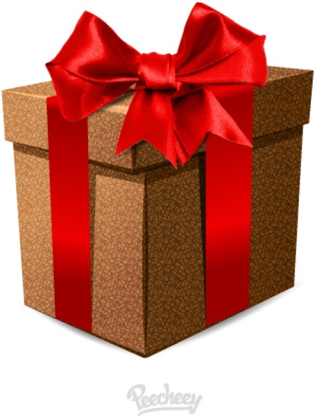 กล่องของขวัญ ด้วยโบว์สีแดงบนพื้นสีขาว