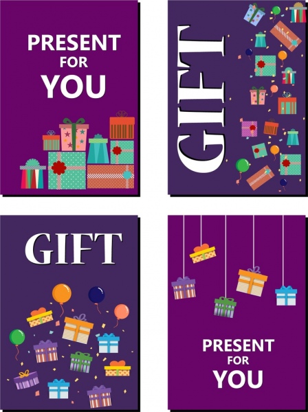 cubierta de la tarjeta de regalo establece presente cajas texto sdecor