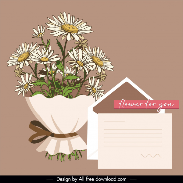 องค์ประกอบการออกแบบบัตรของขวัญดอกไม้ช่อดอกไม้ซองจดหมายร่าง