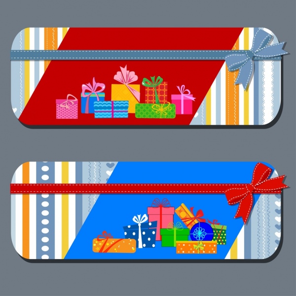 礼品卡模板礼品盒图标丝带装饰