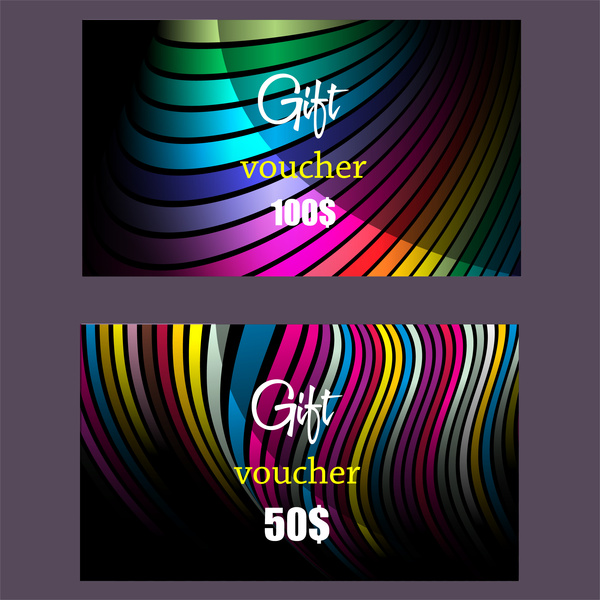 hadiah voucher template dengan pola warna-warni swirl abstrak
