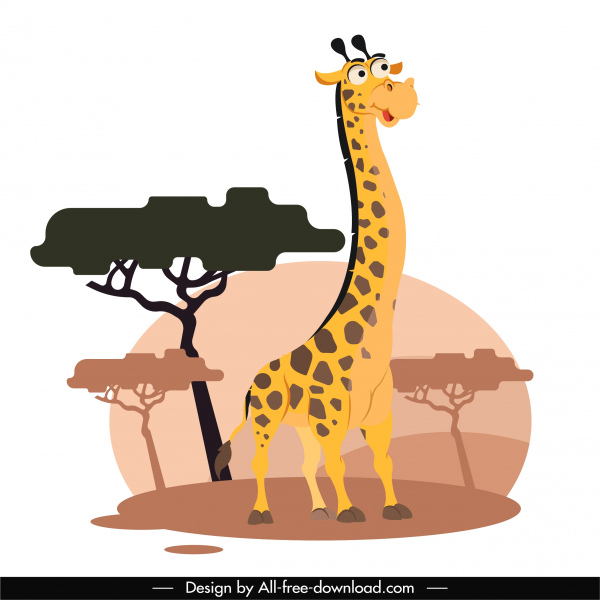 жираф животных картина смешной дизайн мультфильма