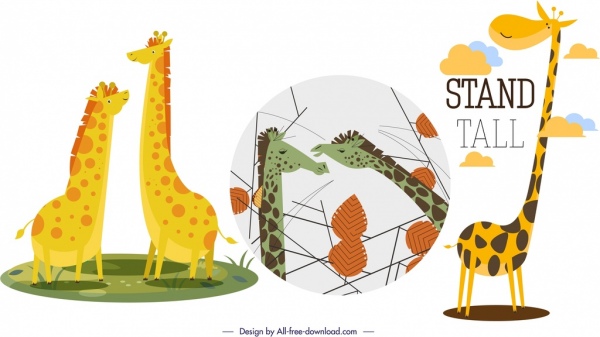 girafa fundo define personagens de desenhos animados engraçados