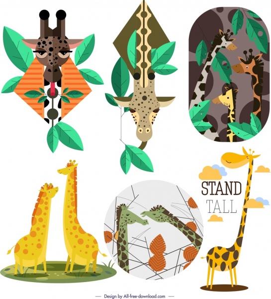 personajes de dibujos animados lindo de plantillas de fondo jirafa