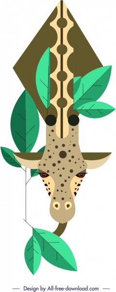 长颈鹿绘画彩色古典几何设计
