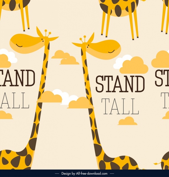 bosquejo del carácter de jirafa patrón plantilla Linda de la historieta
