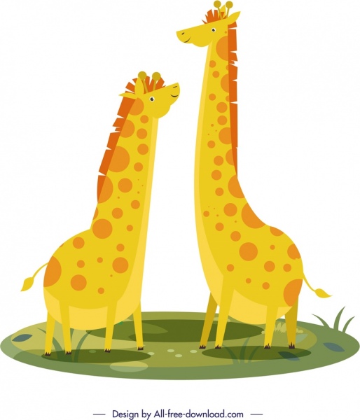 animais selvagens do girafa que pintam o design engraçado dos desenhos animados