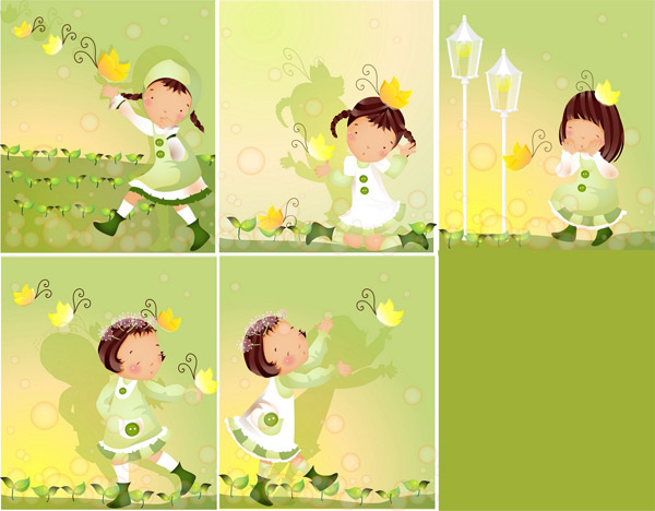 Girl Butterfly Style Vector Girl Butterfly Style Vector