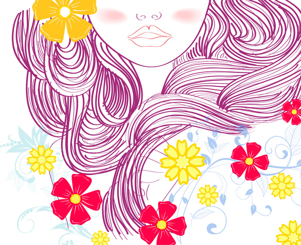 wajah gadis dengan bunga