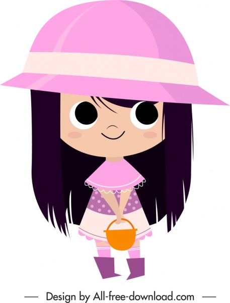 Girl Icon Cute Cartoon Character Sketch -2