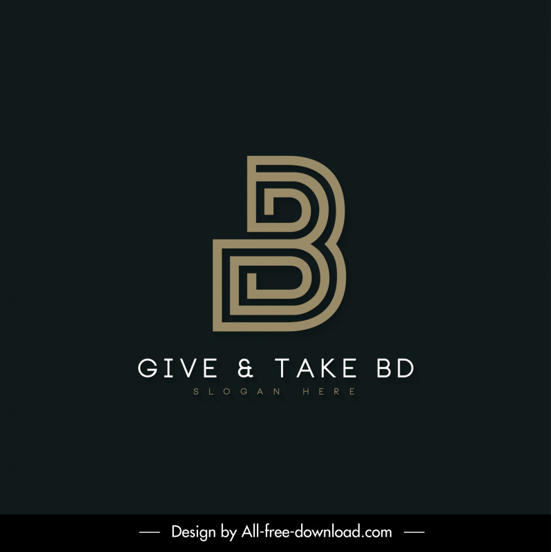 BD 로고 템플릿 실화 된 텍스트 장식 현대 어두운 디자인을 가져 가라.