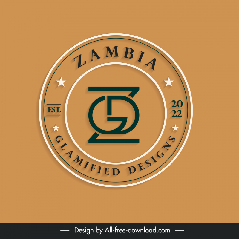 Diseños glamificados Zambia GDZ Logo Plantilla Elegante decoración de círculo plano