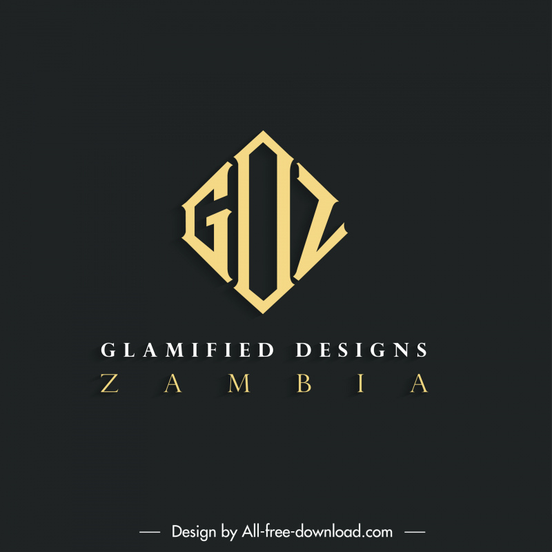 Dessins glamifiés Zambie GDZ Logo Modèle symétrique Textes stylisés Conception de contraste