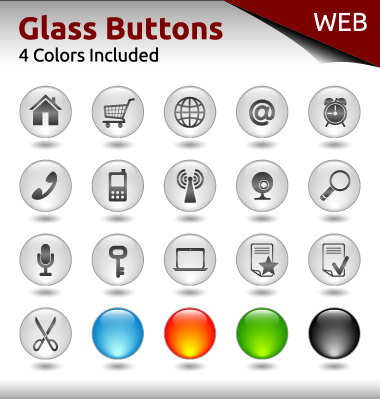 botões de vidro para vetor de projeto web