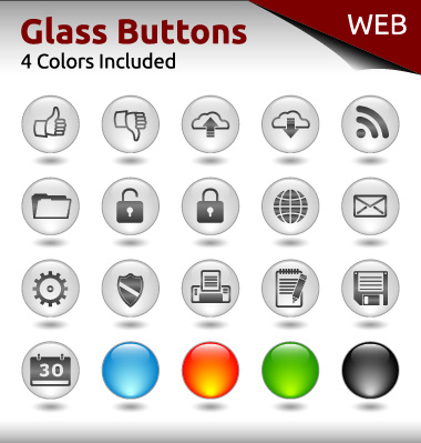 Botones de vidrio para diseño web vector