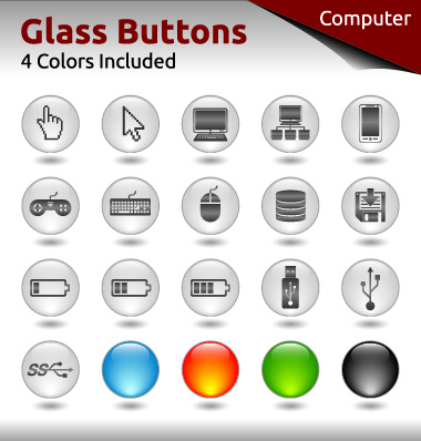 Glas-Buttons für Web-Design-Vektor