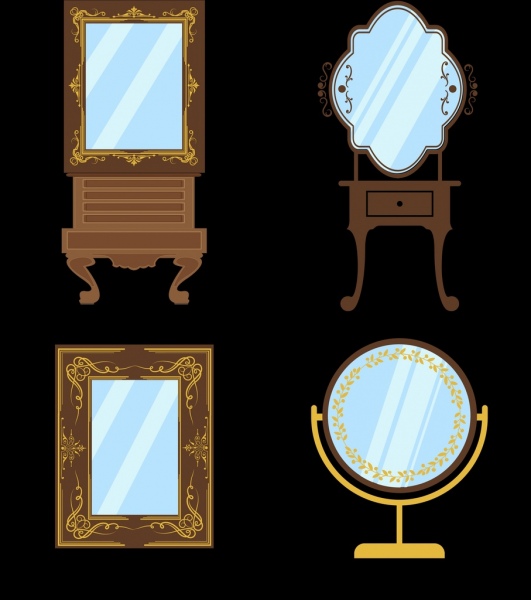 icônes de miroir de verre divers décoration classique